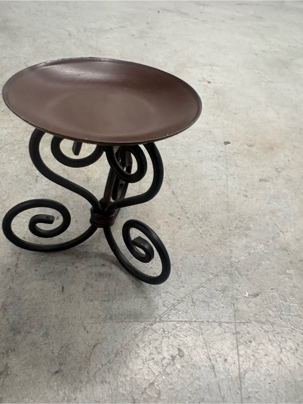 Small Pedestal In Browns Of Metal For Candle Or Other Home Decor